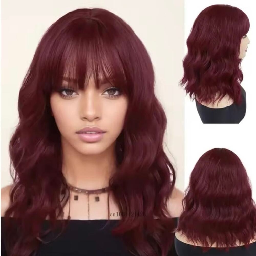 16” copper red wig blunt bangs synthetic NWT - Picture 5 of 7